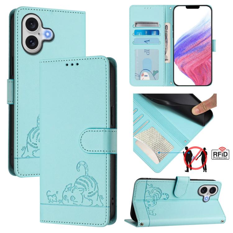 Mint Green Cat Rat iPhone 17 case