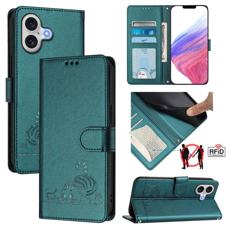 Peacock Green Cat Rat iPhone 17 case