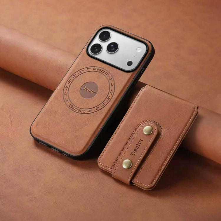 Denior D14 NK brown leather iPhone case front and back view