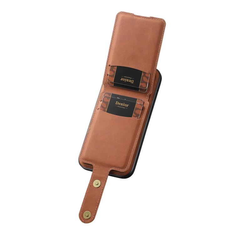 Denior D14 NK leather iPhone case detail showing wireless charging magnet design