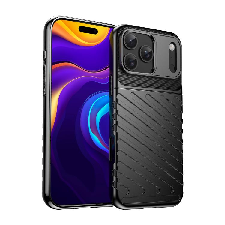 Thunderbolt shockproof soft TPU iPhone case in black for iPhone 17 Pro Max