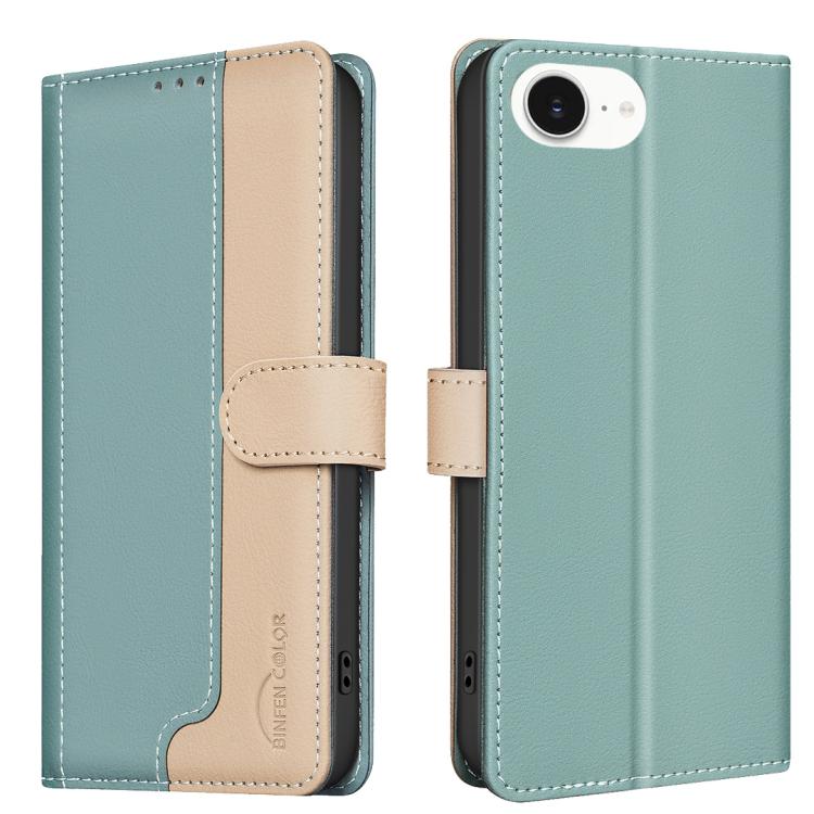 Colour matching RFID iPhone wallet case in green for iPhone 17e and 16e