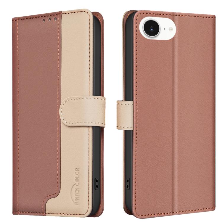 Colour matching RFID iPhone wallet case in brown for iPhone 17e and 16e