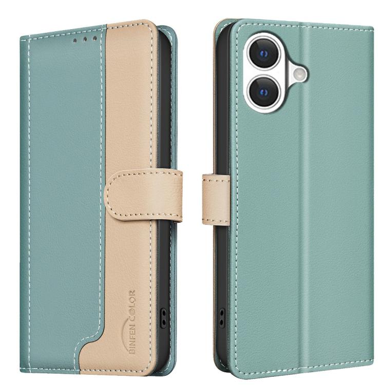 Colour matching RFID iPhone wallet case in green for iPhone 17