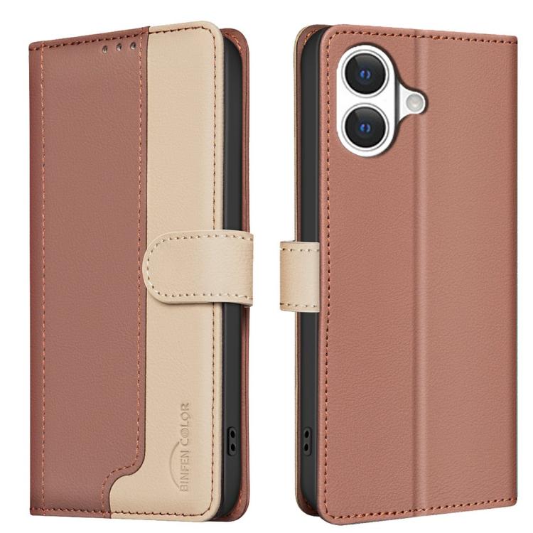 Colour matching RFID iPhone wallet case in brown for iPhone 17