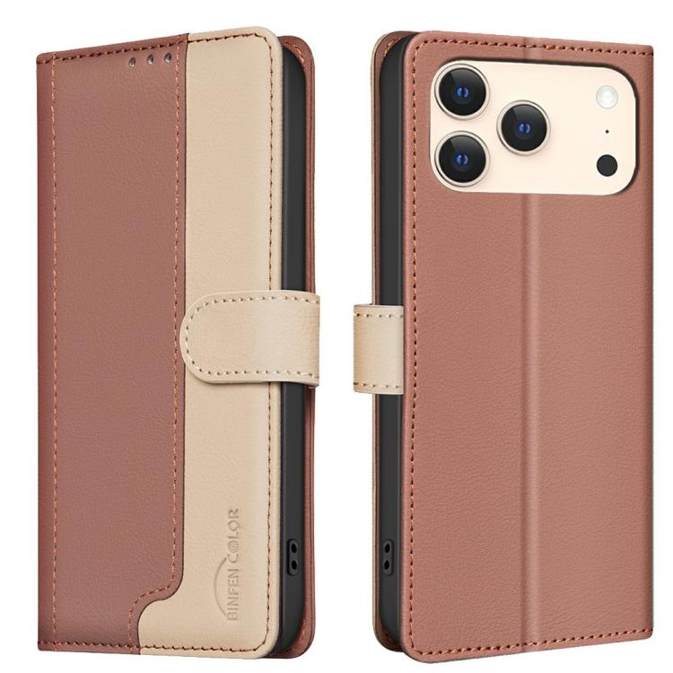 Colour matching RFID iPhone wallet case in brown for iPhone 17 Pro