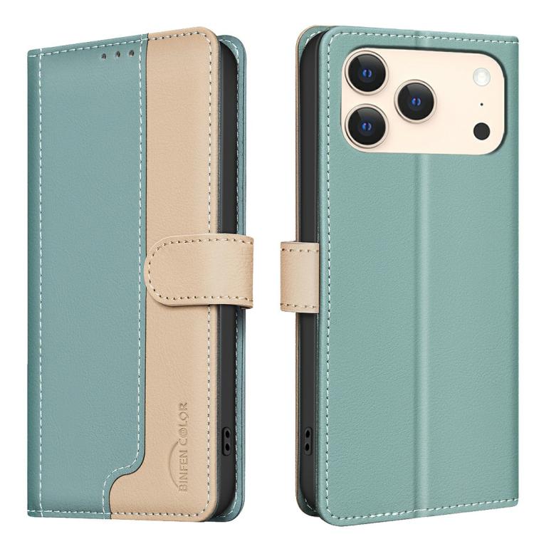 Colour matching RFID iPhone wallet case in green for iPhone 17 Pro Max