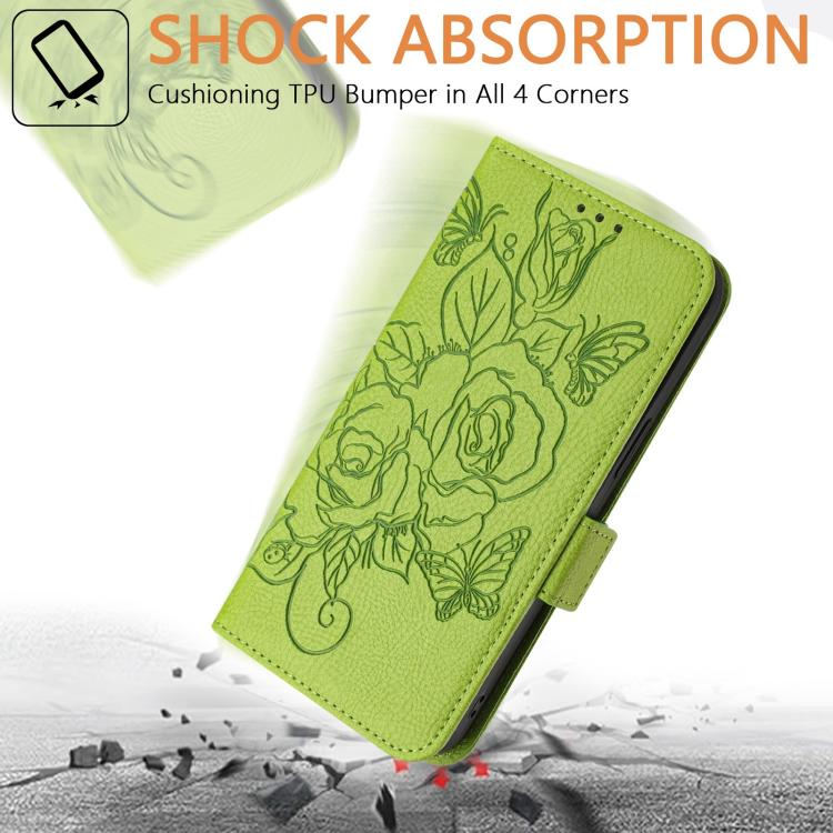 Embossed rose phone case detail image showing magnetic closure