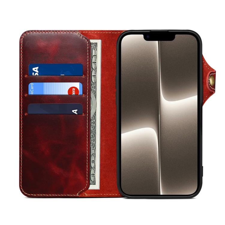 Denior B01 cowhide iPhone case detail showing holder design