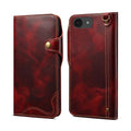 Denior B01 oil wax cowhide leather iPhone 17e and 16e case in red