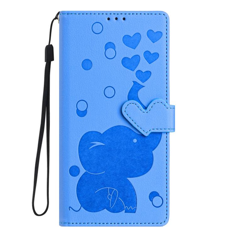 Cartoon elephant embossed leather-style iPhone wallet case product detail image