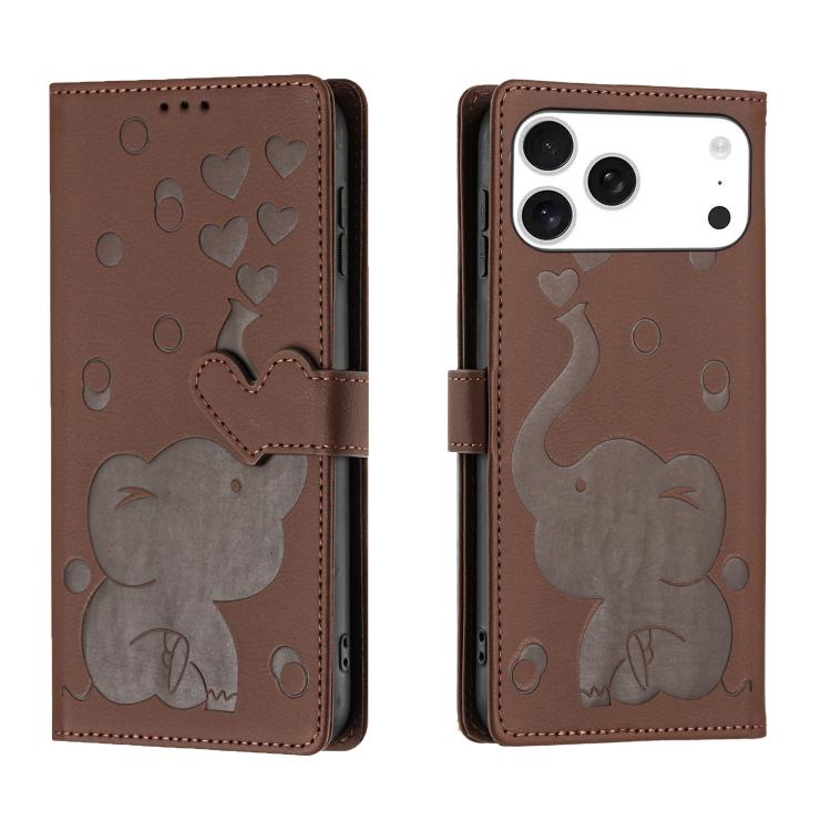 Elephant iPhone wallet case in brown