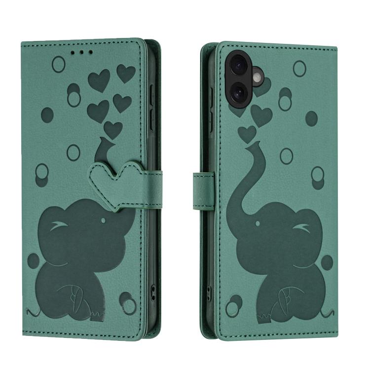 Elephant iPhone wallet case in green for iPhone 17