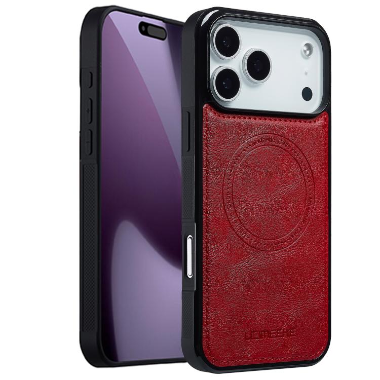 Mira Sales LC.IMEEKE MagSafe PU leather TPU iPhone 17 Pro case in red