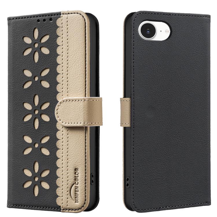 Splicing colour RFID iPhone wallet case in black for iPhone 16e and 17e