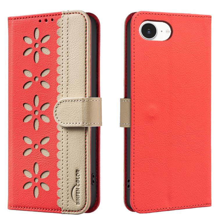 Splicing colour RFID iPhone wallet case in red for iPhone 16e and 17e
