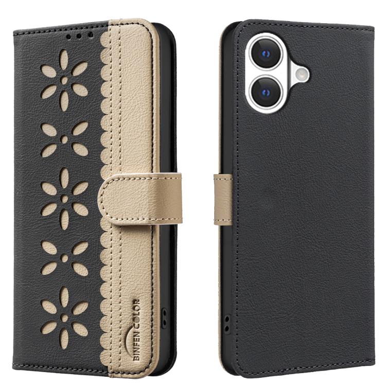 Splicing colour iPhone wallet case in black for iPhone 17
