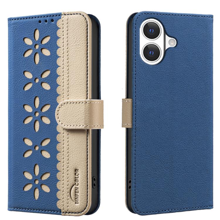 Splicing colour iPhone wallet case in dark blue for iPhone 17