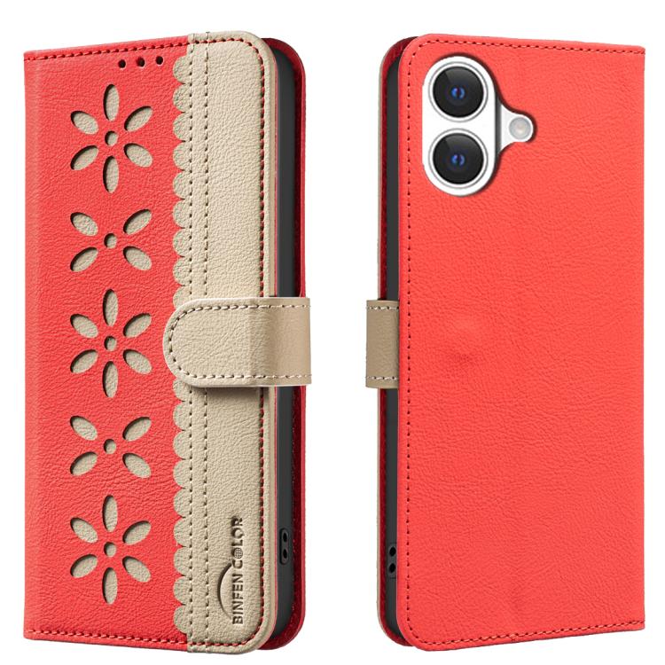 Splicing colour iPhone wallet case in red for iPhone 17