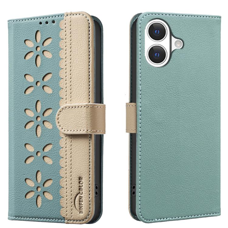 Splicing colour iPhone wallet case in green for iPhone 17