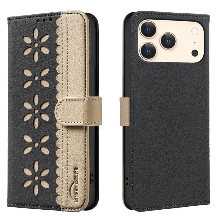 Splicing colour iPhone wallet case in black for iPhone 17 Pro