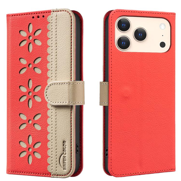 Splicing colour iPhone wallet case in red for iPhone 17 Pro Max