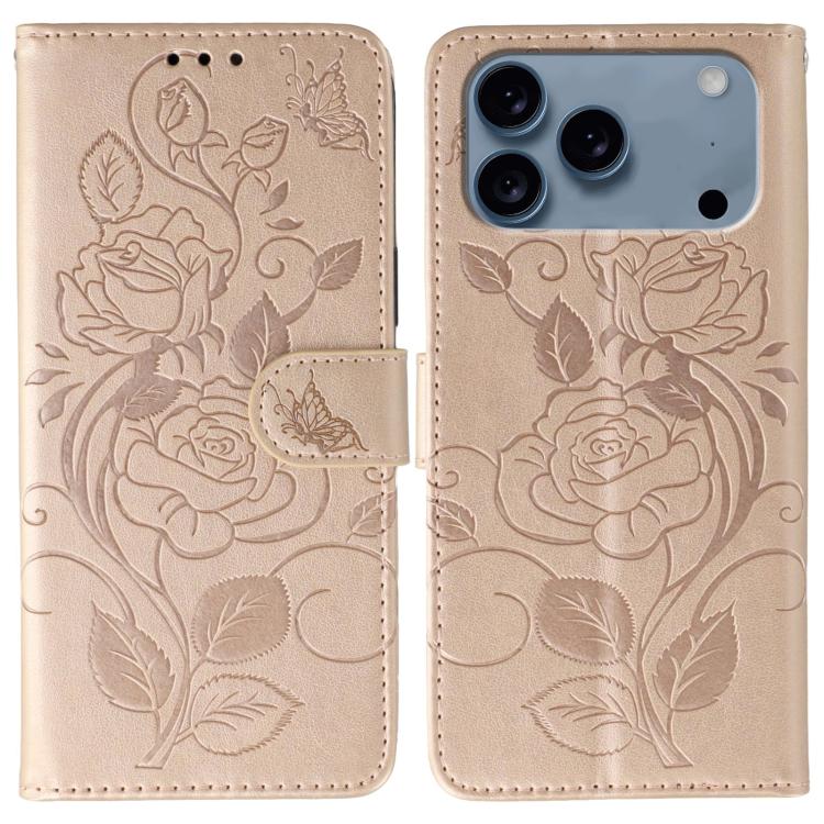 Rose Gold rose butterfly iPhone 17 Pro Max case