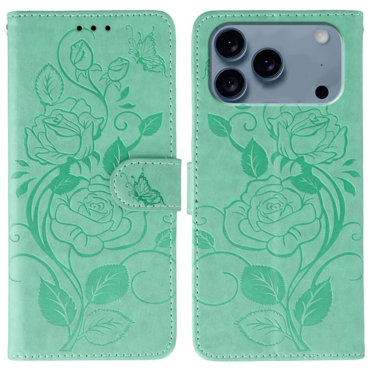 Green rose butterfly iPhone 17 Pro case