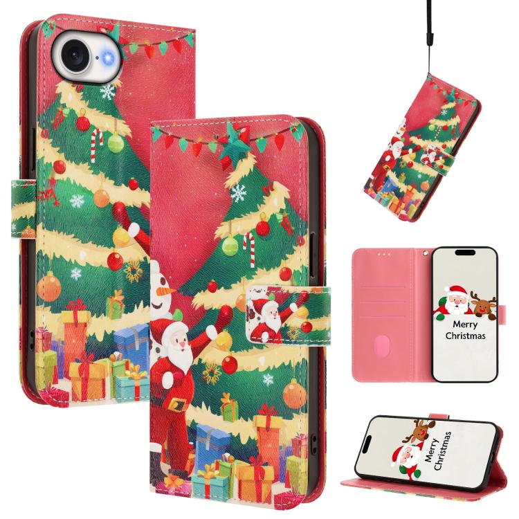 Christmas buckle iPhone wallet case Christmas Tree design for iPhone 17e and 16e