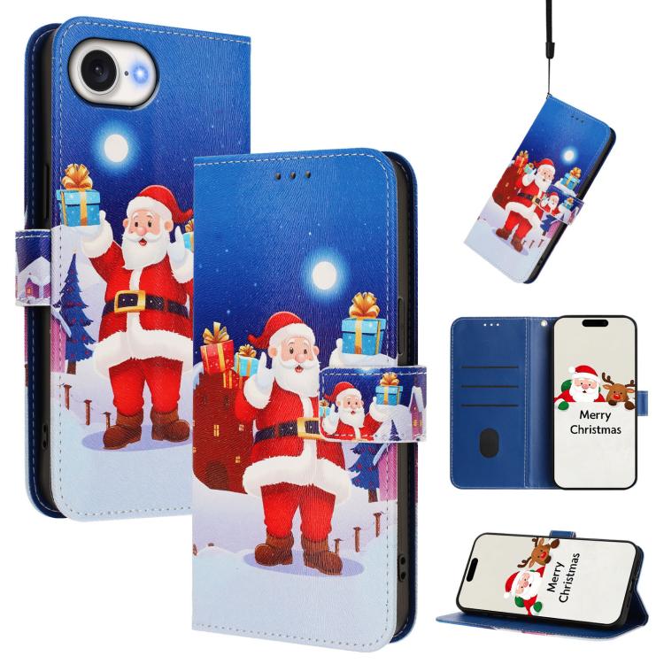 Christmas buckle iPhone wallet case Christmas Eve design for iPhone 17e and 16e