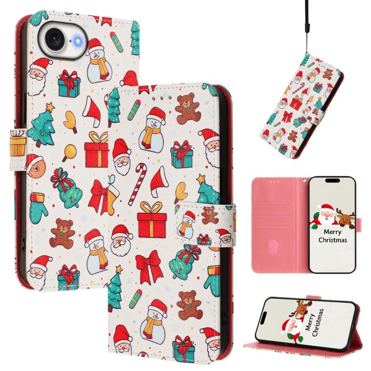 Christmas buckle iPhone wallet case Christmas Elements design for iPhone 17e and 16e