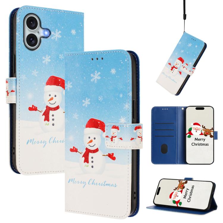 Christmas buckle iPhone wallet case Snowflake Snowman design for iPhone 17