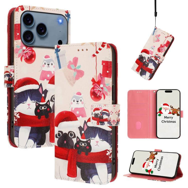 Christmas buckle iPhone wallet case Christmas Animals design for iPhone 17 Pro