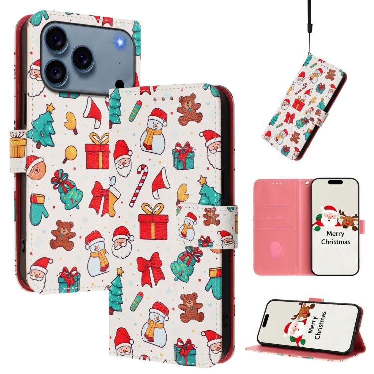 Christmas buckle iPhone wallet case Christmas Elements design for iPhone 17 Pro