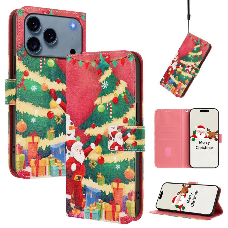 Christmas buckle iPhone wallet case Christmas Tree design for iPhone 17 Pro Max