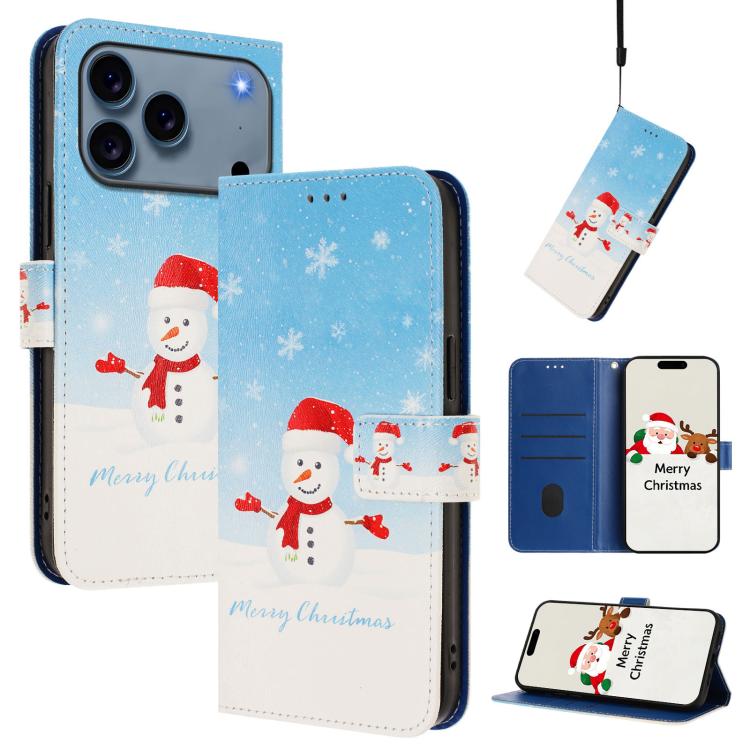 Christmas buckle iPhone wallet case Snowflake Snowman design for iPhone 17 Pro Max