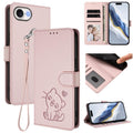 Heart cat iPhone wallet case in pink