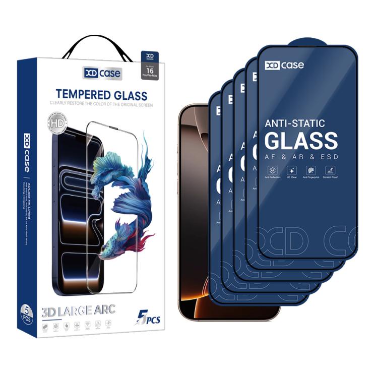XDcase 5-pack tempered glass screen protectors for iPhone 16 Pro
