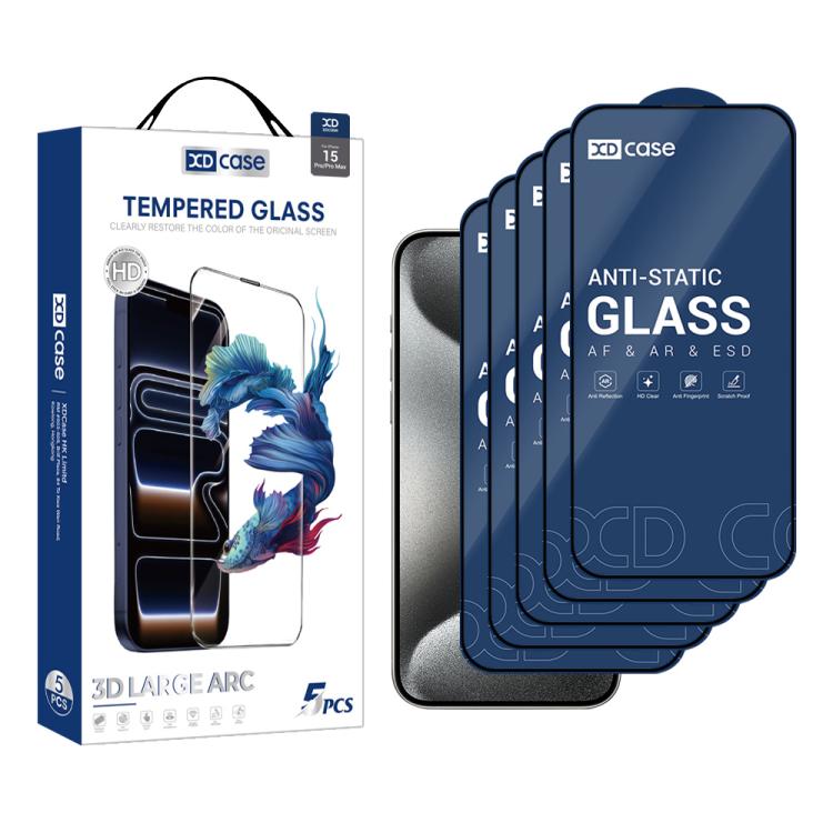 XDcase 5-pack tempered glass screen protectors for iPhone 15 Pro Max