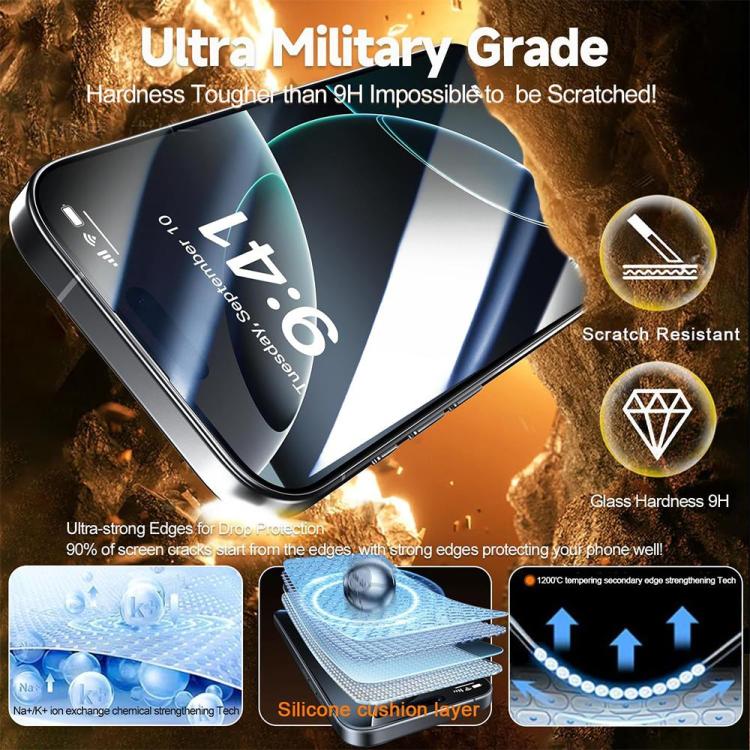 XDcase silk screen printed HD tempered glass iPhone screen protector close-up