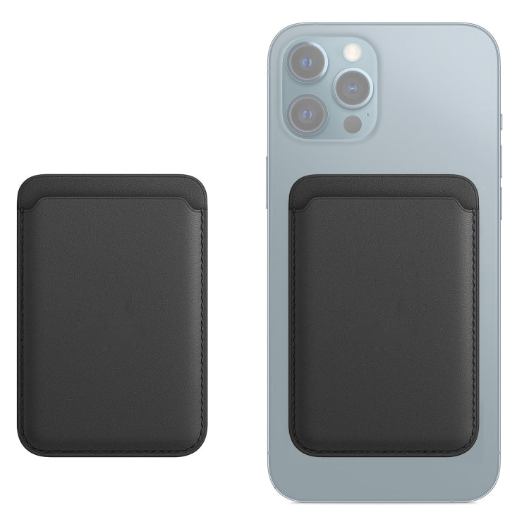 Leather magnetic iPhone wallet pouch in black