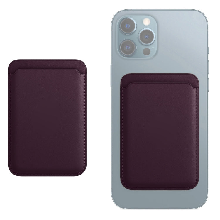 Leather magnetic iPhone wallet pouch in dark purple