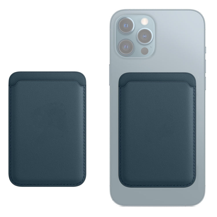 Leather magnetic iPhone wallet pouch in blue