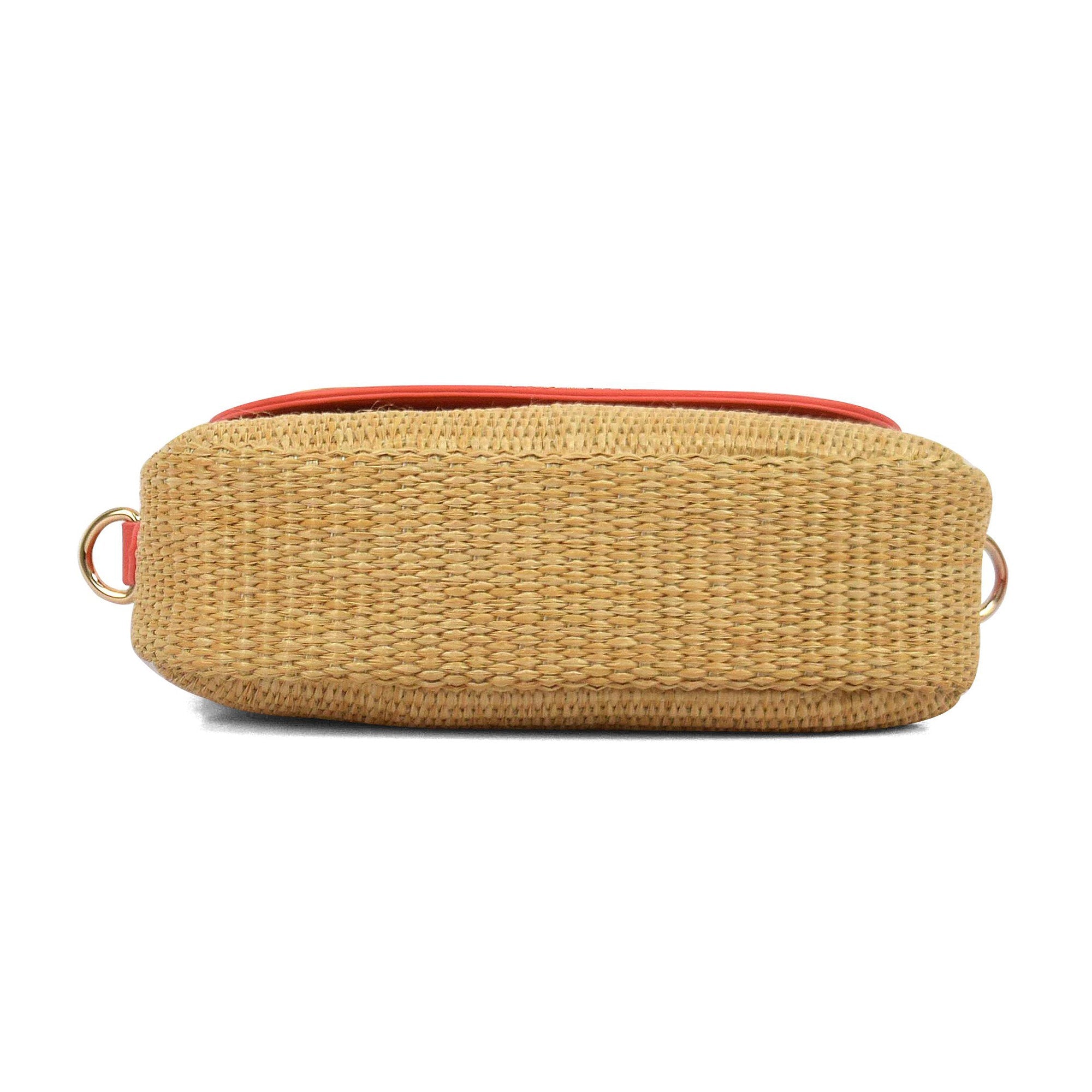 Luna Charles Elena coral rattan handbag bottom detail