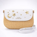 Luna Charles Elena star studded rattan handbag in white and gold main product image