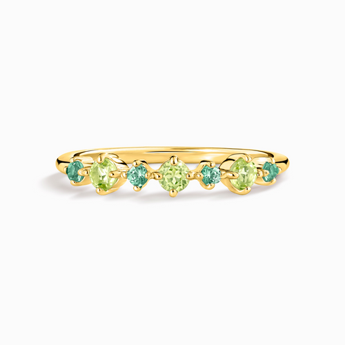 Vianne Jewellery emerald and peridot stackable half eternity ring in 18k gold vermeil