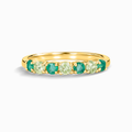 Emerald and peridot half eternity ring in 18k gold vermeil