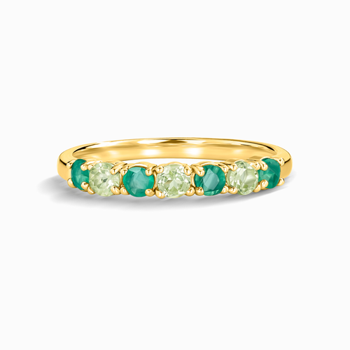 Emerald and peridot half eternity ring in 18k gold vermeil