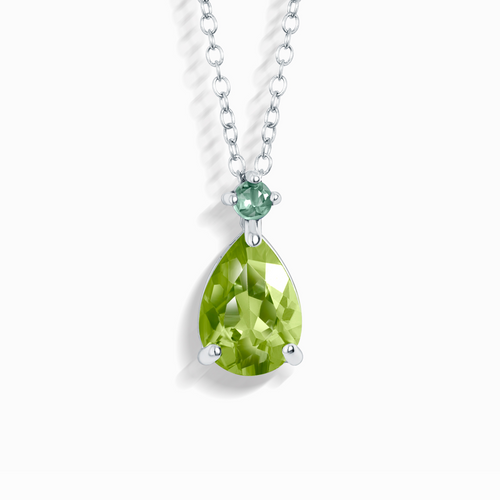 Vianne Jewellery emerald and peridot pear cut pendant necklace in sterling silver