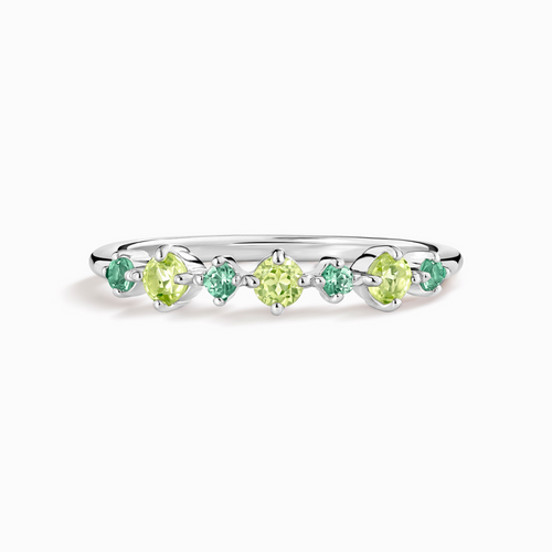 Vianne Jewellery emerald and peridot stackable half eternity ring in sterling silver